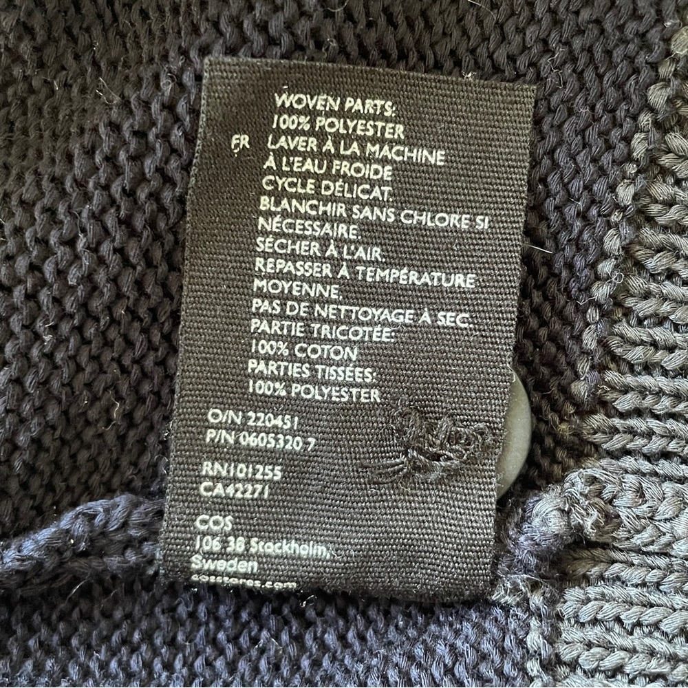 COS Bow-Detailed Navy Blue Knit Cardigan - Sz XS - Picture 12 of 16